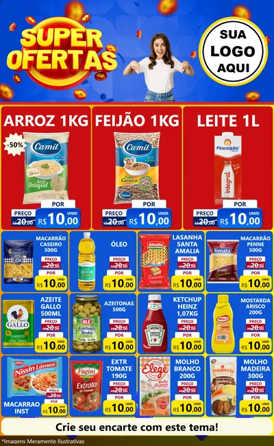 Modelo de Encarte para Encarte Grande com o tema Super Ofertas para Supermercado