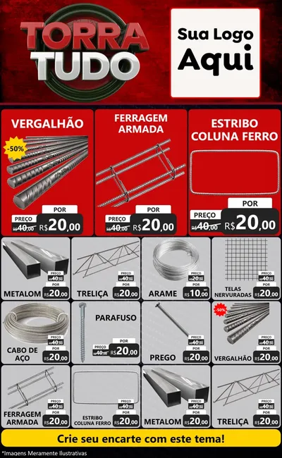 Modelo de Encarte para Encarte Grande com o tema Torra Tudo para Ferragens