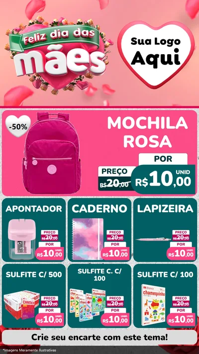 Modelo de Rede Social para Stories com o tema Feliz Dia das Mães para Papelaria
