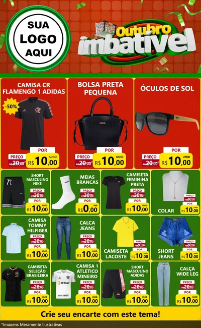 Modelo de Encarte para Encarte Grande com o tema Outubro Imbatível para Roupas e acessórios