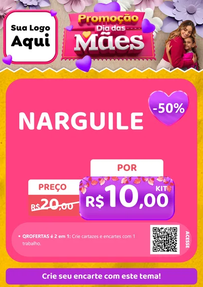 Modelo de Cartaz para Cartaz A4 Vertical com o tema Promoção Dia das Mães para Tabacaria