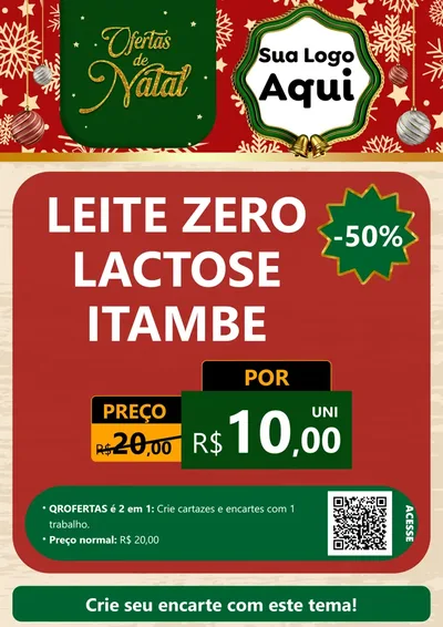 Modelo de Cartaz para Cartaz A4 Vertical com o tema Natal de Ofertas para Frios e Laticínios
