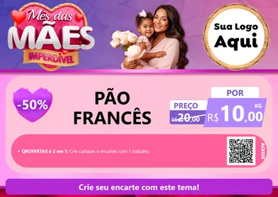 Modelo de Cartaz para Cartaz A4 Horizontal com o tema Mês das Mães Imperdível para Padaria