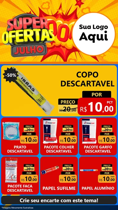 Modelo de Rede Social para Stories com o tema Super Ofertas Julho para Embalagens