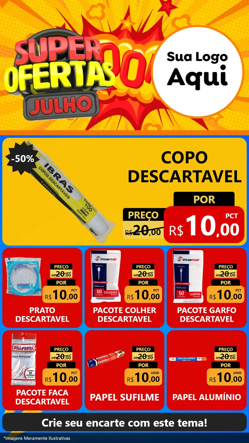 Modelo de Rede Social para Stories com o tema Super Ofertas Julho para Embalagens