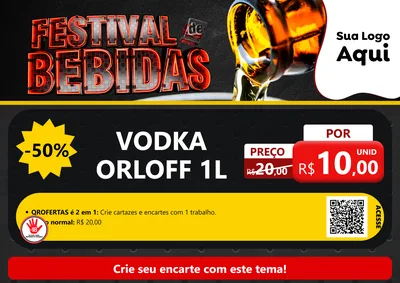 Modelo de Cartaz para Cartaz A4 Horizontal com o tema Festival de Bebidas para Distribuidora de bebidas
