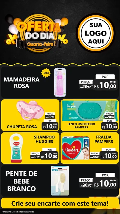 Modelo de TV para TV Vertical com o tema Oferta do Dia - Quarta Feira! para Bebês