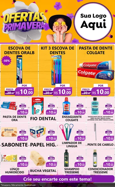 Modelo de Encarte para Encarte Grande com o tema Ofertas Da Primavera para Higiene Pessoal