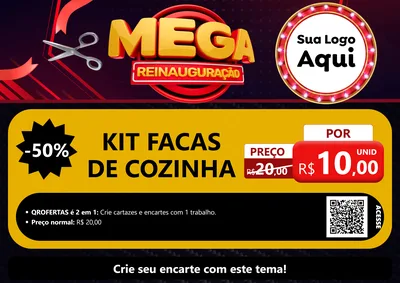 Modelo de Cartaz para Cartaz A4 Horizontal com o tema Mega Reinauguração para Utilidades Domésticas