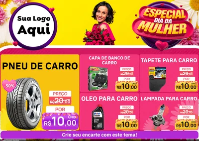 Modelo de Encarte para Encarte A4 Horizontal com o tema Especial Dia da Mulher para Auto peças