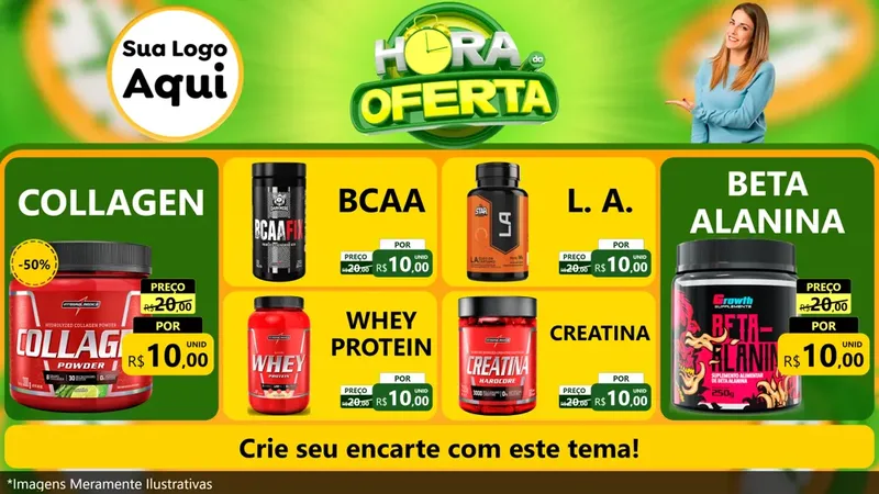 Modelo de TV para TV Horizontal com o tema Hora da Oferta para Suplementos alimentares