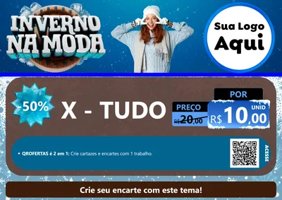 Modelo de Cartaz para Cartaz A4 Horizontal com o tema Inverno na Moda para Hamburgueria