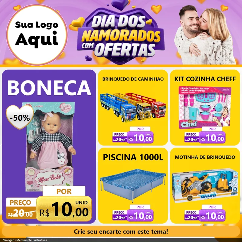 Modelo de Rede Social para Feed Facebook com o tema Dia Dos Namorados Com Ofertas para Brinquedos