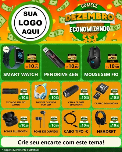 Modelo de Rede Social para Feed Instagram com o tema Comece Dezembro Economizando para Informática