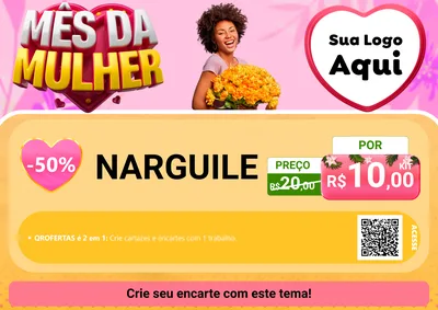 Modelo de Cartaz para Cartaz A4 Horizontal com o tema Mês da Mulher para Tabacaria