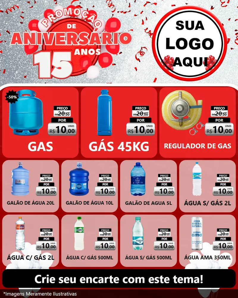 Modelo de Rede Social para Feed Instagram com o tema Promoção de Aniversário - 15 Anos para Água e gás
