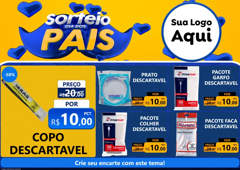 Modelo de Encarte para Encarte A4 Horizontal com o tema Sorteio Dia dos Pais para Embalagens