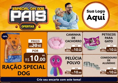 Modelo de Encarte para Encarte A4 Horizontal com o tema Especial Dia dos Pais para Pet Shop