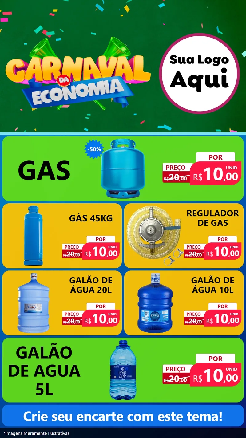 Modelo de TV para TV Vertical com o tema Carnaval da Economia para Água e gás