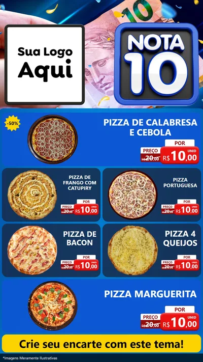 Modelo de TV para TV Vertical com o tema Nota 10 para Pizzaria
