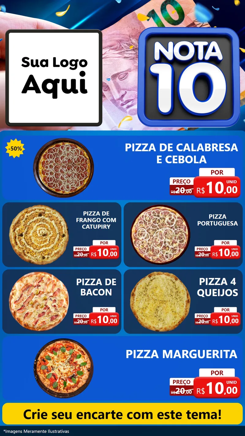 Modelo de TV para TV Vertical com o tema Nota 10 para Pizzaria