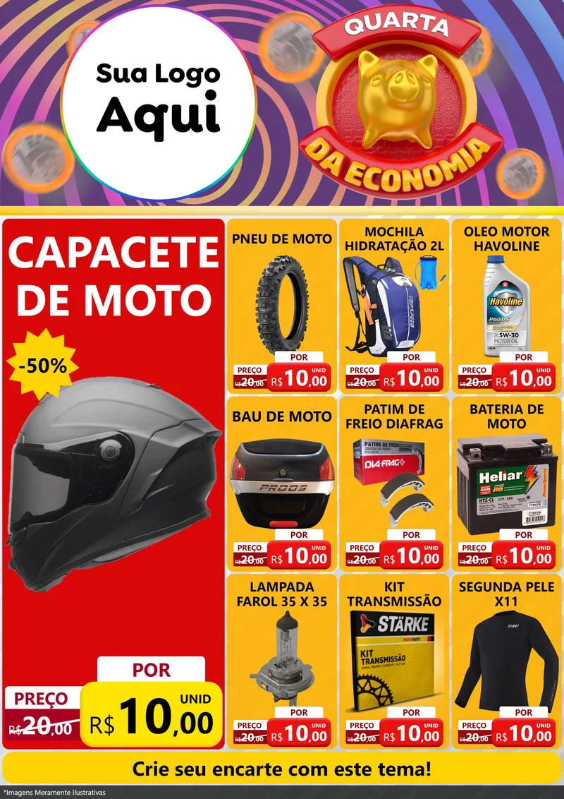 Modelo de Encarte para Encarte A4 Vertical com o tema Quarta da Economia para Moto peças