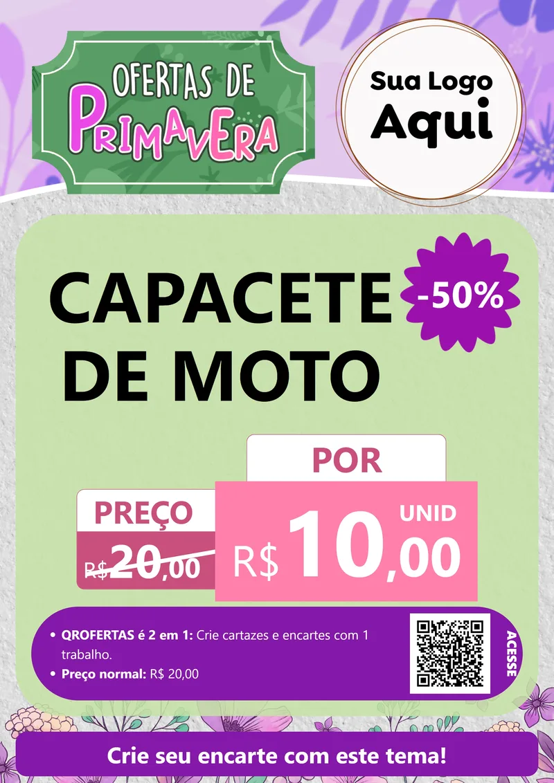 Modelo de Cartaz para Cartaz A4 Vertical com o tema Ofertas de Primavera para Moto peças