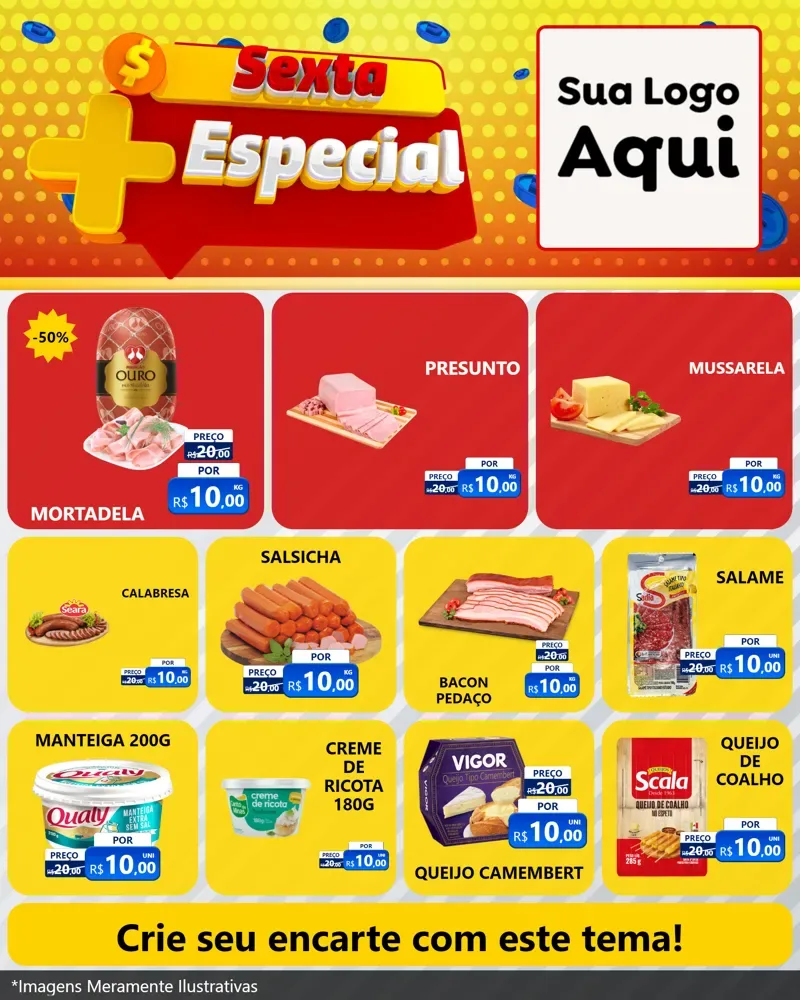 Modelo de Rede Social para Feed Instagram com o tema Sexta Mais Especial para Frios e Laticínios