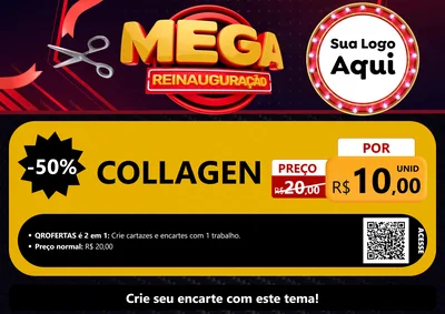 Modelo de Cartaz para Cartaz A4 Horizontal com o tema Mega Reinauguração para Suplementos alimentares