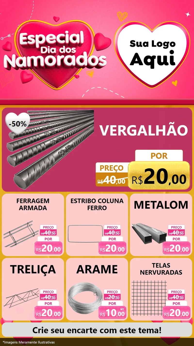 Modelo de Rede Social para Stories com o tema Especial Dia dos Namorados para Ferragens