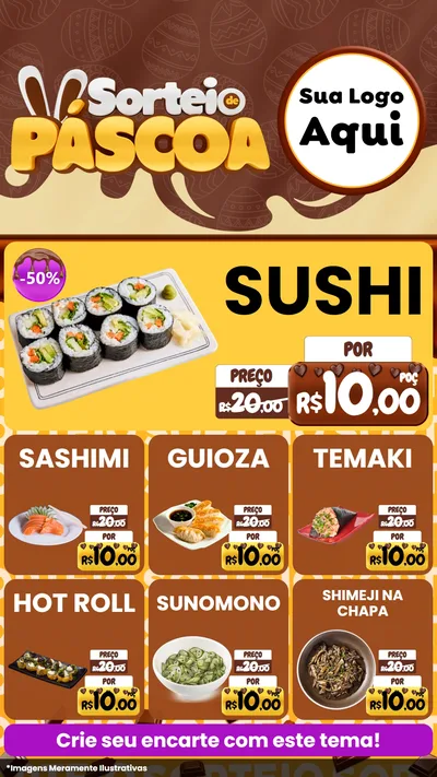 Modelo de Rede Social para Stories com o tema Sorteio de Páscoa para Comida japonesa
