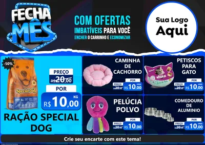 Modelo de Encarte para Encarte A4 Horizontal com o tema Fecha Mês para Pet Shop