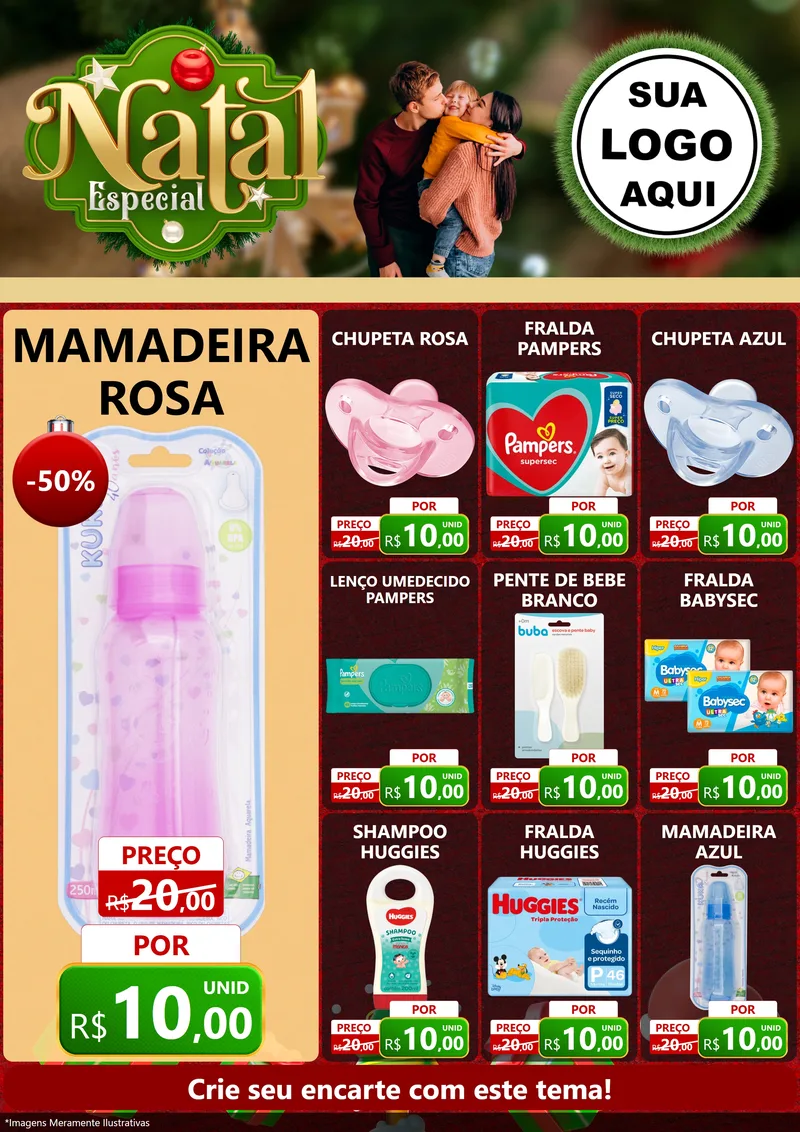 Modelo de Encarte para Encarte A4 Vertical com o tema Natal Especial para Bebês