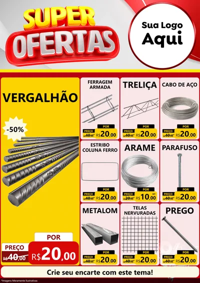 Modelo de Encarte para Encarte A4 Vertical com o tema Super Ofertas para Ferragens