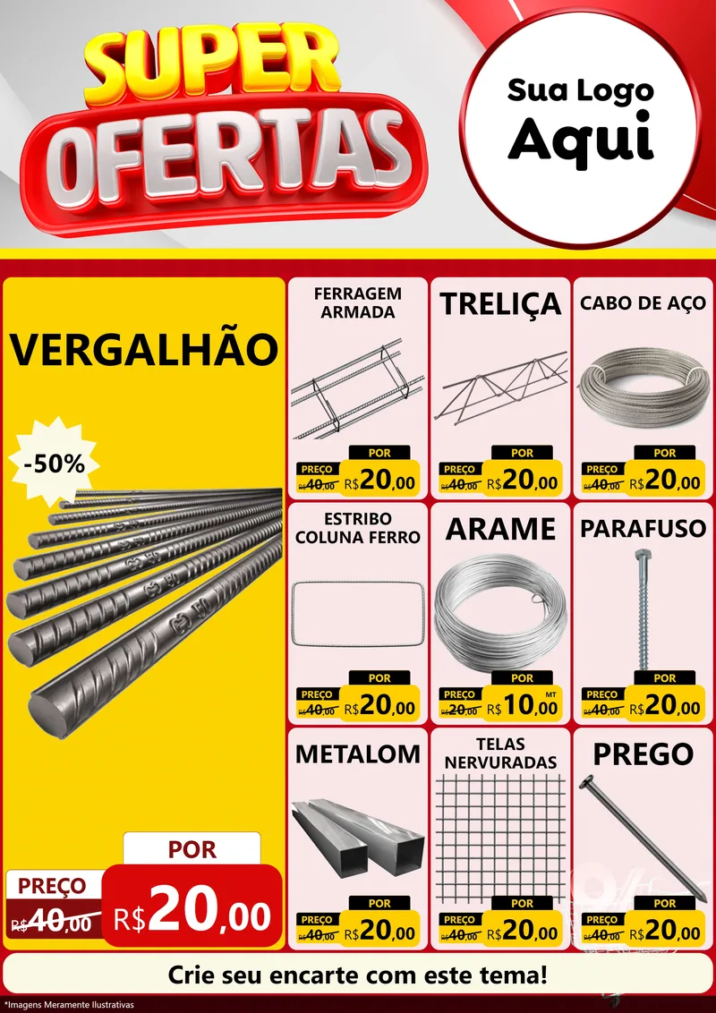 Modelo de Encarte para Encarte A4 Vertical com o tema Super Ofertas para Ferragens