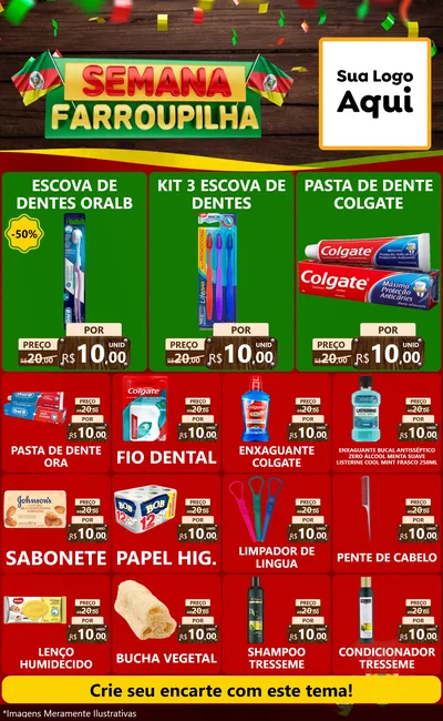 Modelo de Encarte para Encarte Grande com o tema Semana Farroupilha para Higiene Pessoal