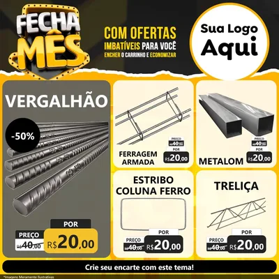 Modelo de Rede Social para Feed Facebook com o tema Fecha Mês para Ferragens
