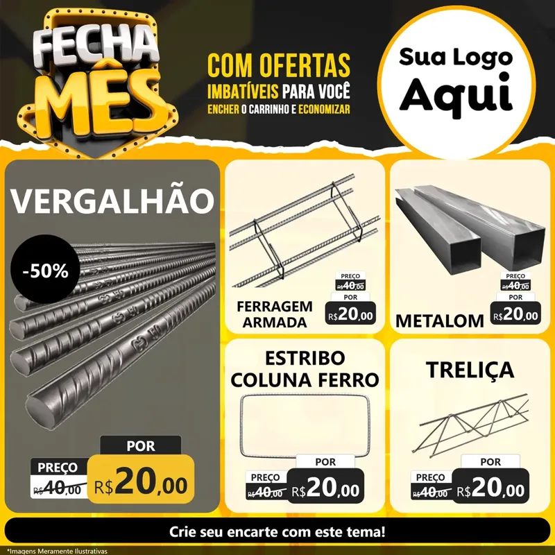 Modelo de Rede Social para Feed Facebook com o tema Fecha Mês para Ferragens
