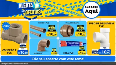 Modelo de TV para TV Horizontal com o tema Alerta de Ofertas para Tubos e conexões
