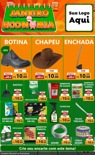 Modelo de Encarte para Encarte Grande com o tema Janeiro da Economia para Agropecuária
