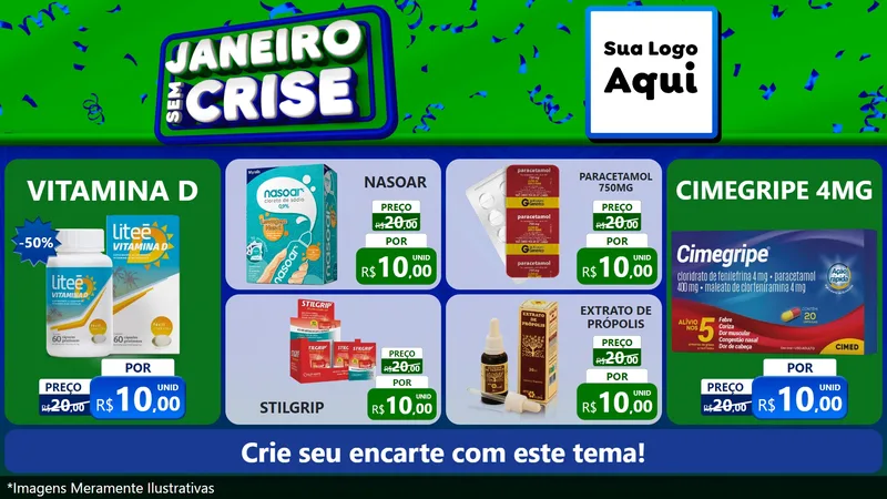 Modelo de TV para TV Horizontal com o tema Janeiro Sem Crise para Farmácia