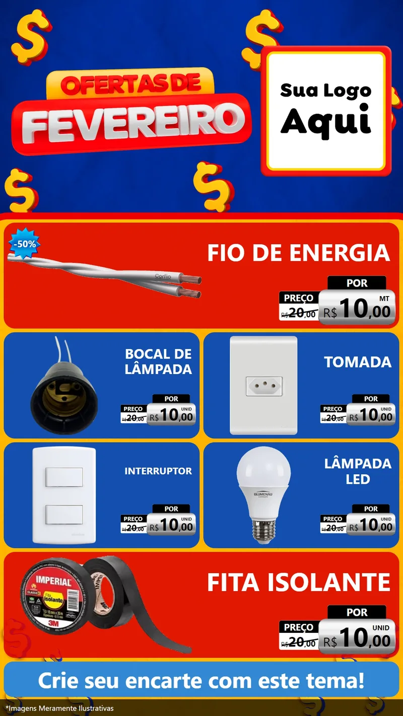 Modelo de TV para TV Vertical com o tema Ofertas de Fevereiro para Materiais Elétricos