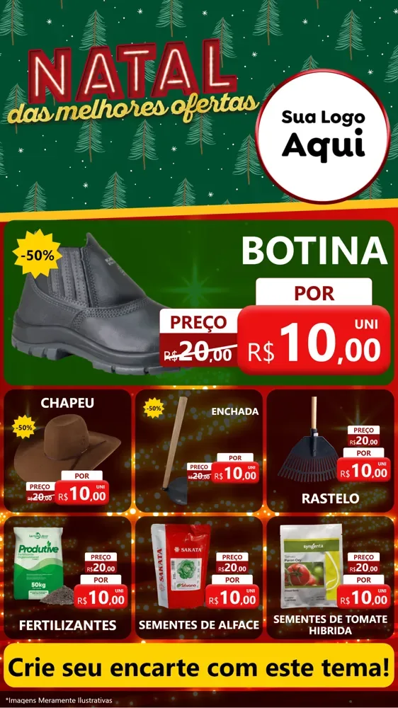 Modelo de Rede Social para Stories com o tema Natal das Melhores Ofertas para Agropecuária