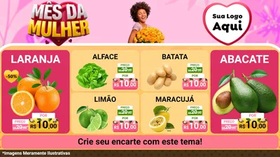 Modelo de TV para TV Horizontal com o tema Mês da Mulher para Hortifrúti