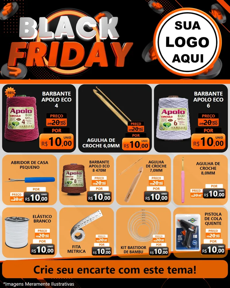 Modelo de Rede Social para Feed Instagram com o tema Black Friday para Armarinho e Aviamentos