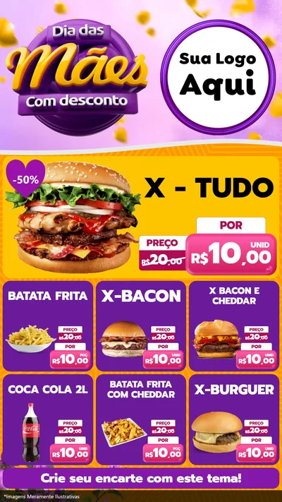 Modelo de Rede Social para Stories com o tema Dia das Mães com Desconto para Hamburgueria