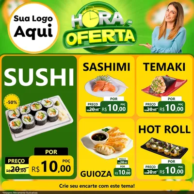 Modelo de Rede Social para Feed Facebook com o tema Hora da Oferta para Comida japonesa