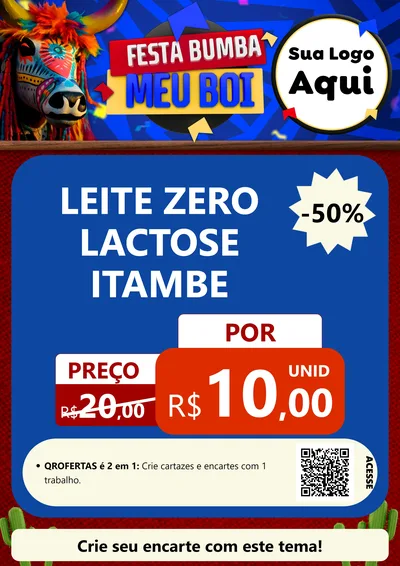 Modelo de Cartaz para Cartaz A4 Vertical com o tema Festa Bumba meu Boi para Frios e Laticínios