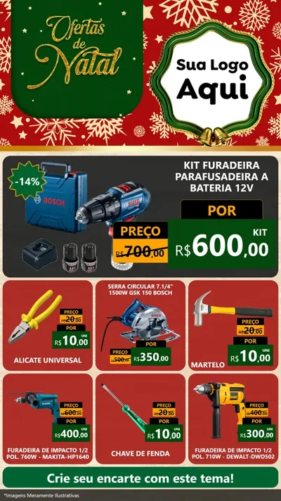 Modelo de Rede Social para Stories com o tema Natal de Ofertas para Maquinas e Ferramentas