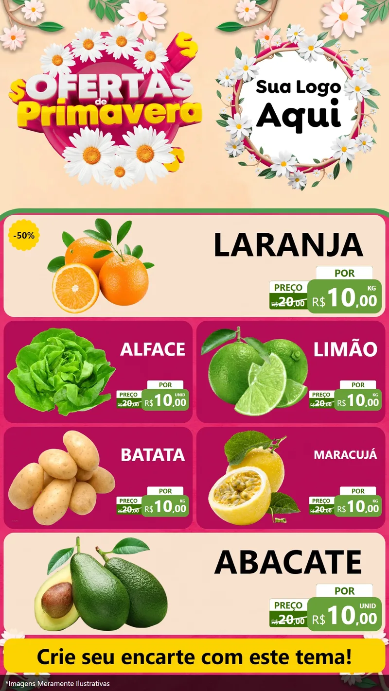 Modelo de TV para TV Vertical com o tema Ofertas de Primavera para Hortifrúti
